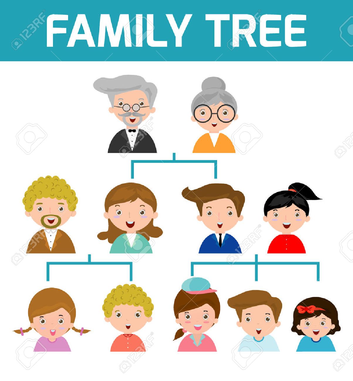 Family Tree, diagram of members on a genealogical tree, isolated on white background, Cartoon vector illustration of family tree, big famoly vector Illustration - 55744552 Family Tree, diagram of members on a genealogical tree, isolated on white background, Cartoon vector illustration of family tree, big famoly vector Illustration - 55744552