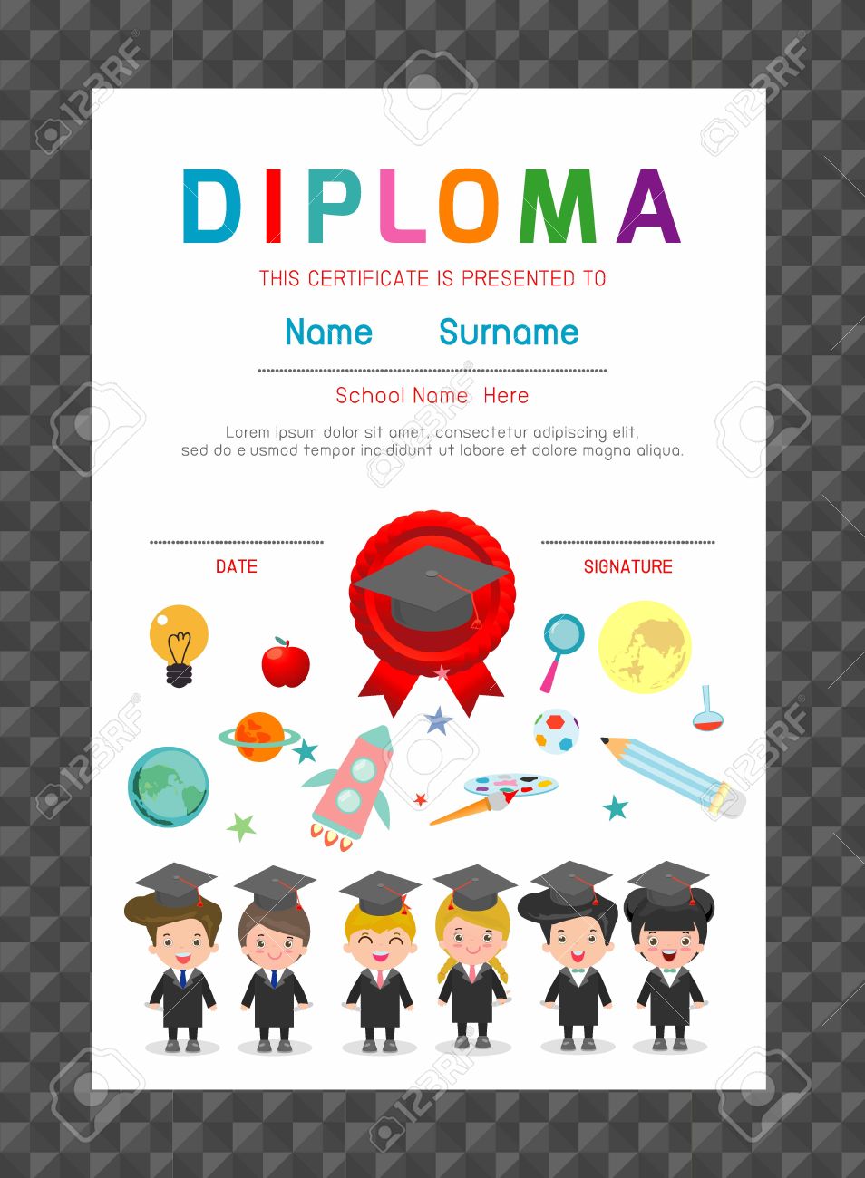 certificates kindergarten and elementary kids diploma certificate