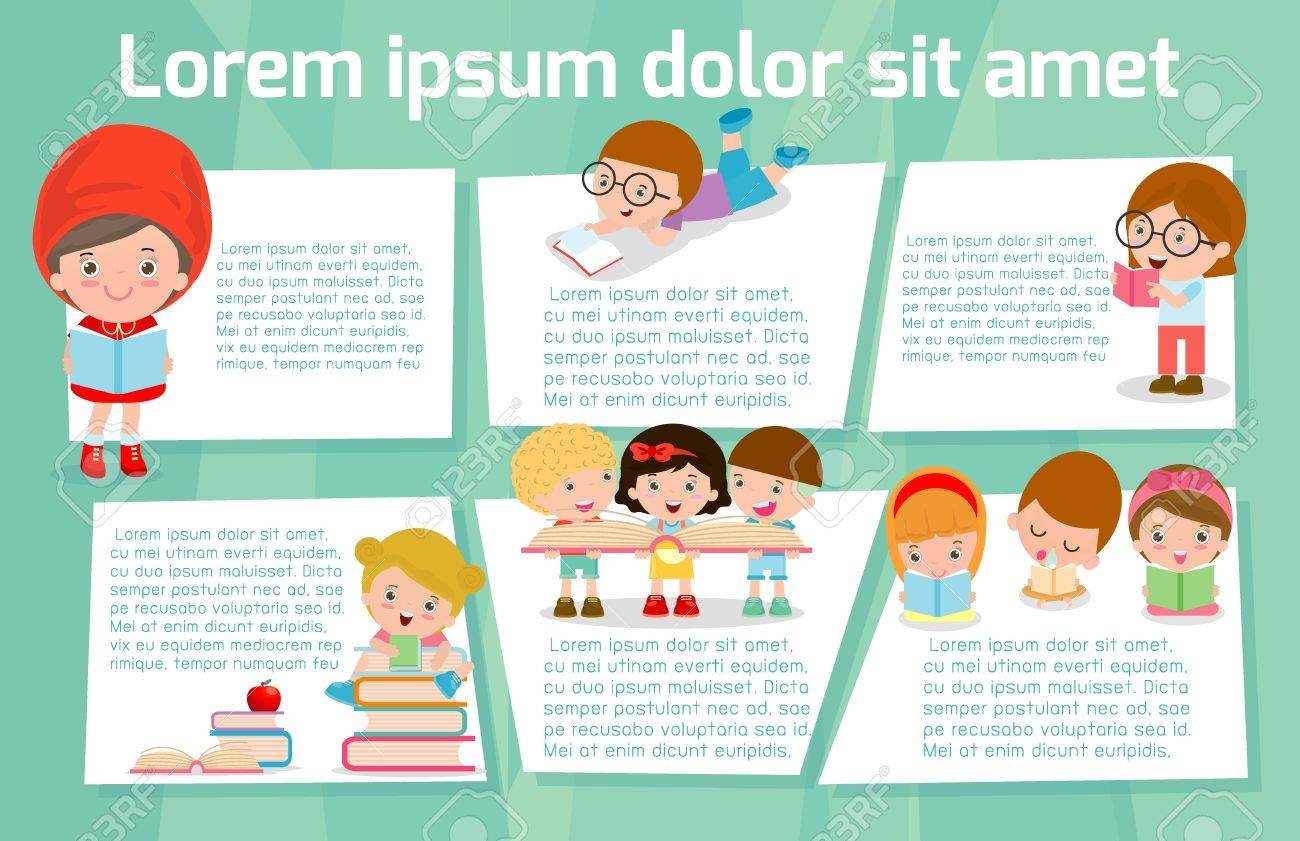 cute kids reading books template for advertising brochure your