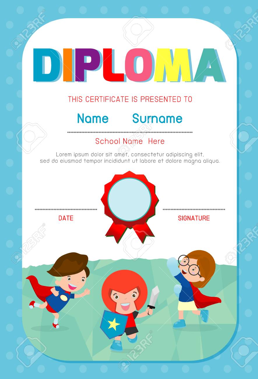 certificates kindergarten and elementary preschool kids diploma