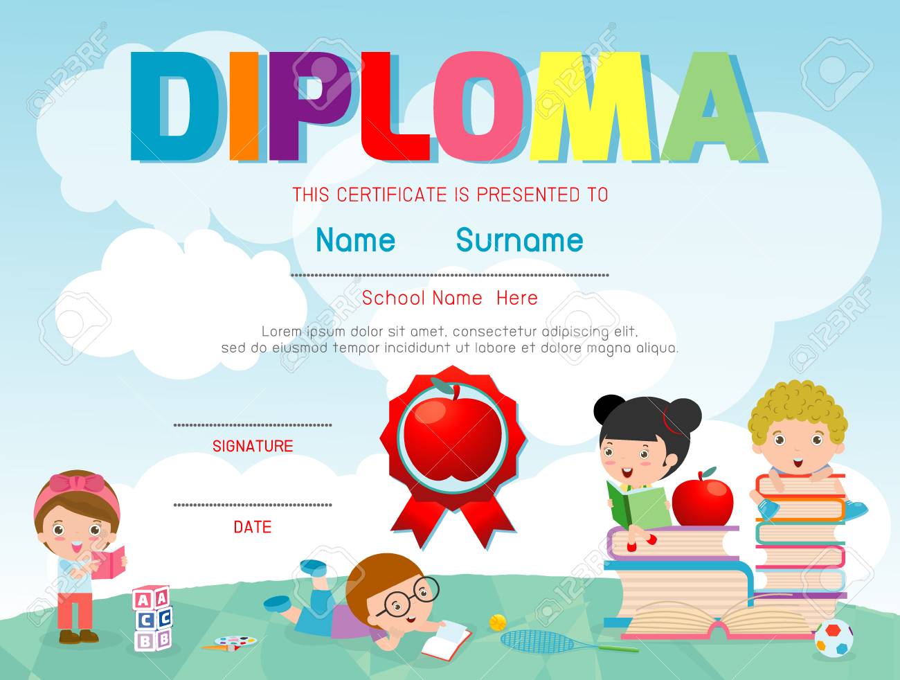 Preschool Certificate Template from previews.123rf.com