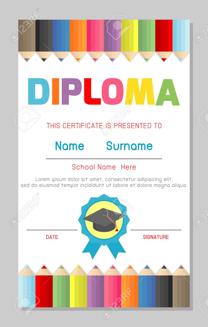 certificates kindergarten and elementary preschool kids diploma