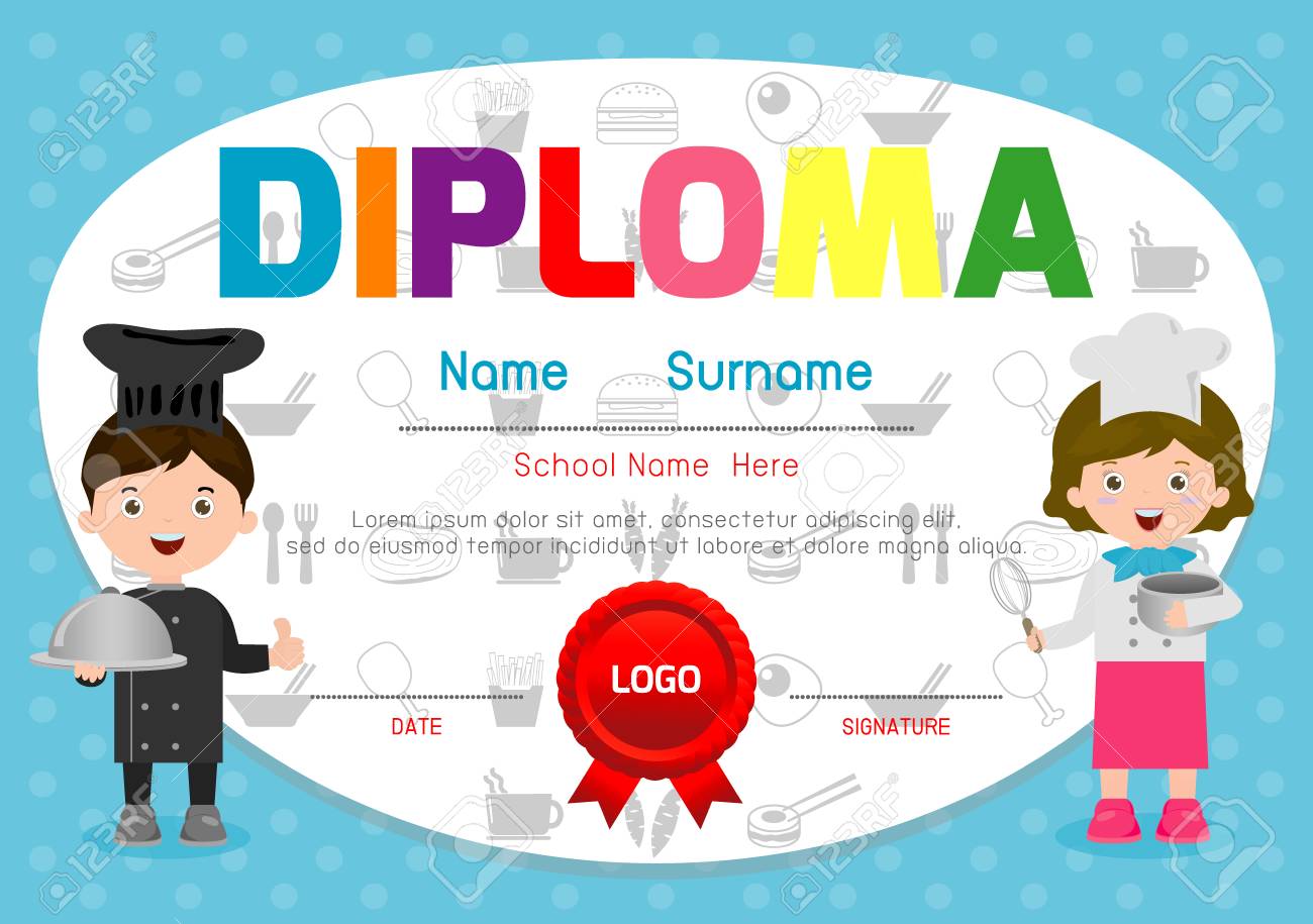 template of childrens diplomas and certificates little chef children certificate template