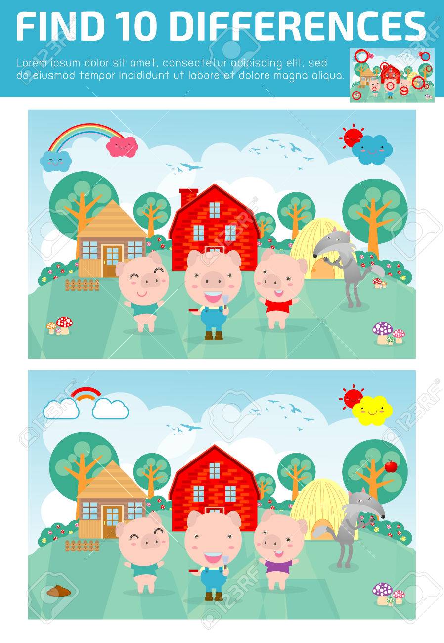 find differences,Game for kids ,find differences,Brain games, children game, Educational Game for Preschool Children, Vector Illustration,Three little pigs - 81764074 find differences,Game for kids ,find differences,Brain games, children game, Educational Game for Preschool Children, Vector Illustration,Three little pigs - 81764074