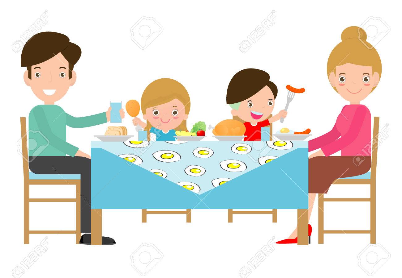 family having meal together,Father, mother and son,daughter sit at the table on white background,Vector illustration - 83475259 family having meal together,Father, mother and son,daughter sit at the table on white background,Vector illustration - 83475259