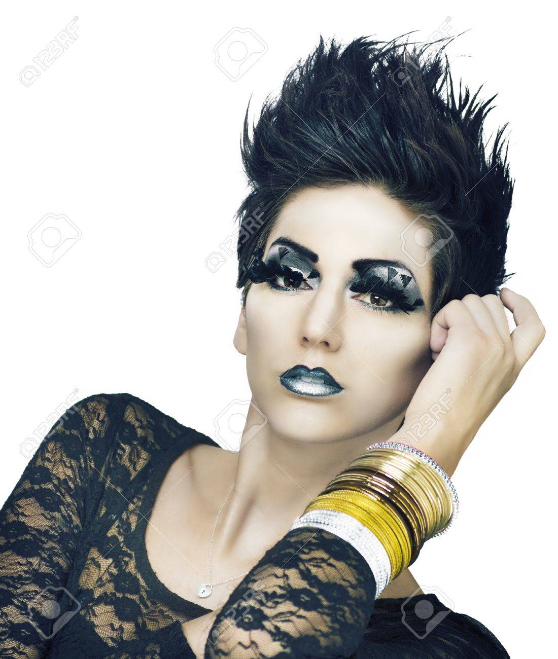Fashion Model Beautiful Young Woman With Stylish Short Hair