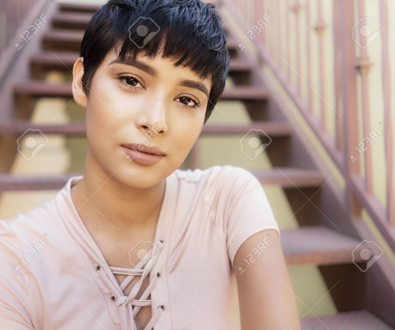 Modern Woman Short Hair Style Stock Photo Picture And Royalty