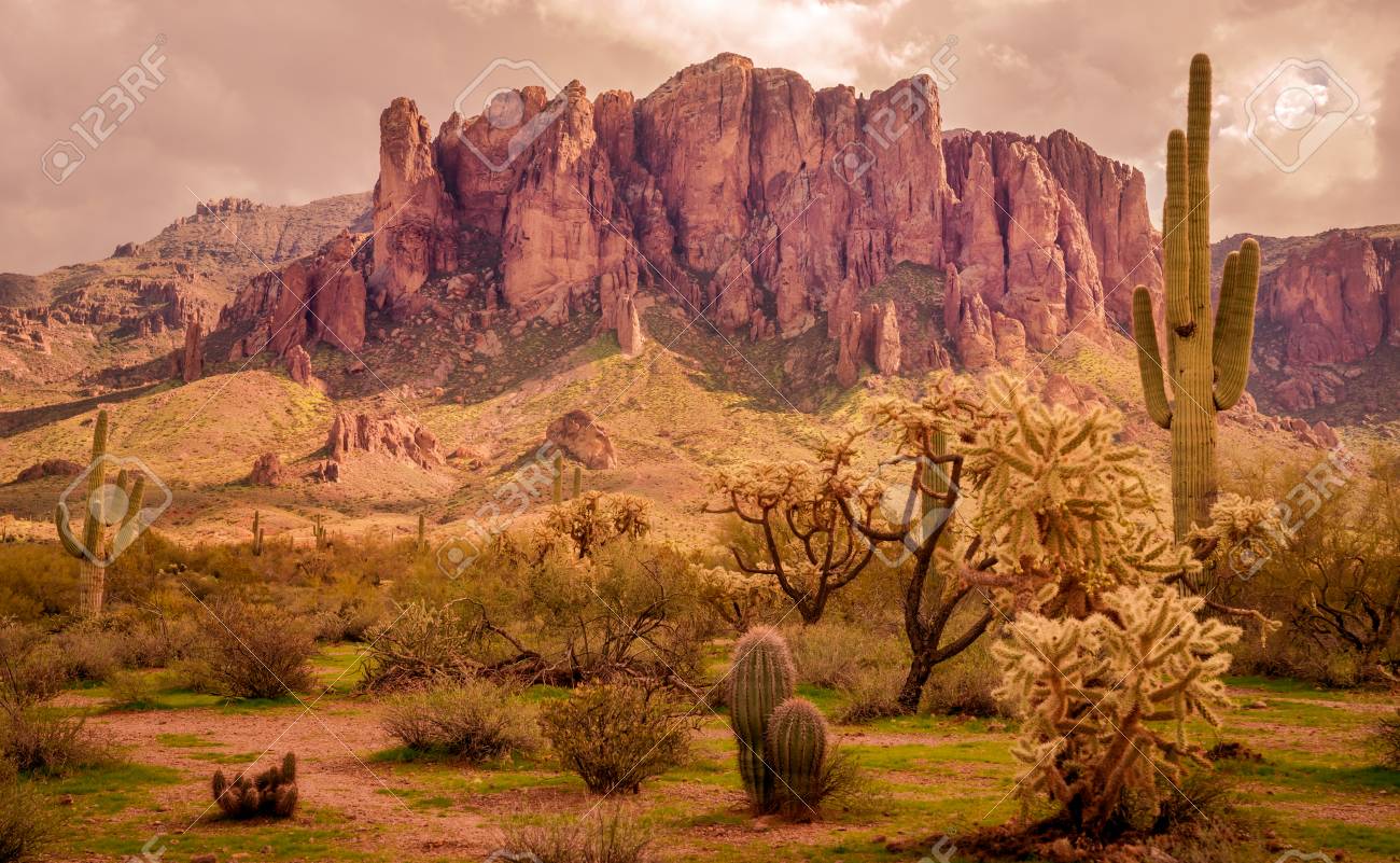 Arizona Desert Mountain Landscape Superstition Mountain Stock Photo Picture And Royalty Free Image Image 98410875