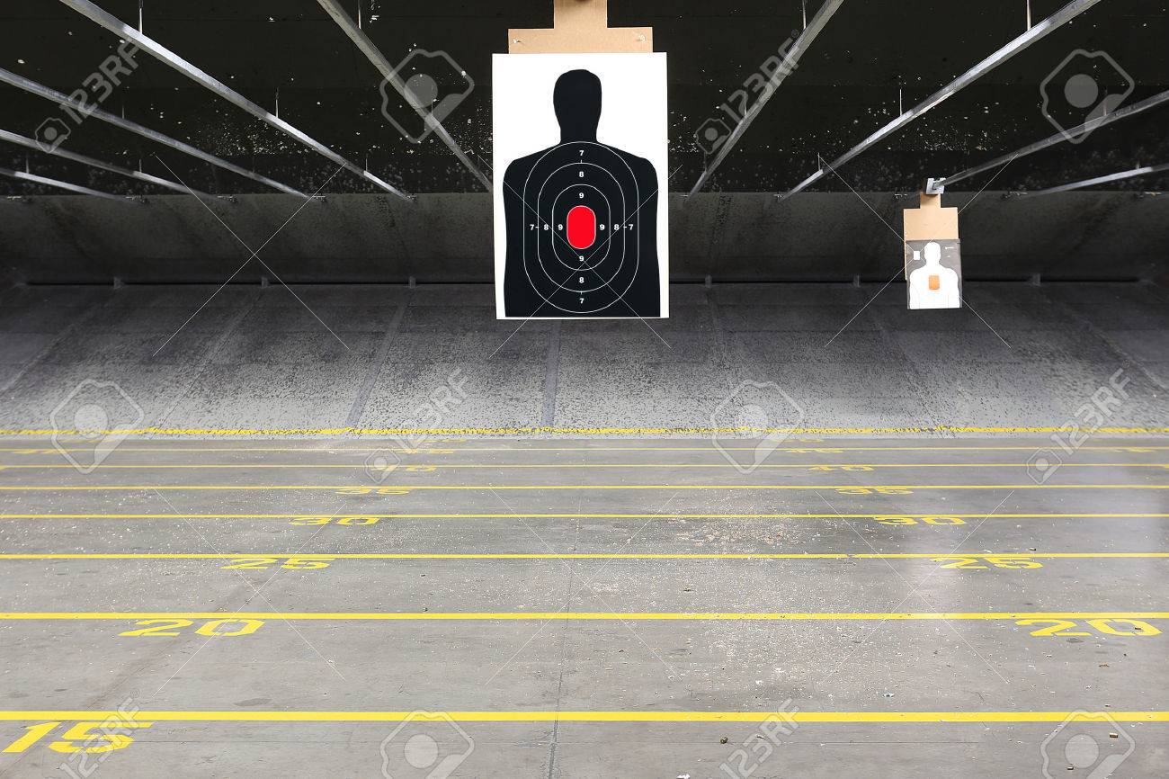 Target rows at an indoor shooting range - 50080307 Target rows at an indoor shooting range - 50080307
