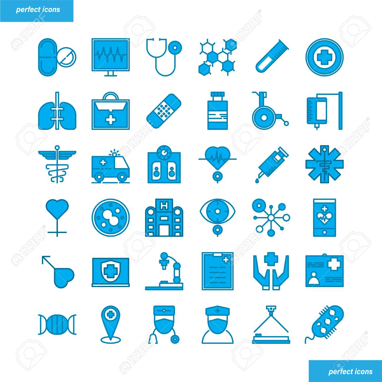 Medical And Healthcare Color Line Icons Perfect Pixel Use For