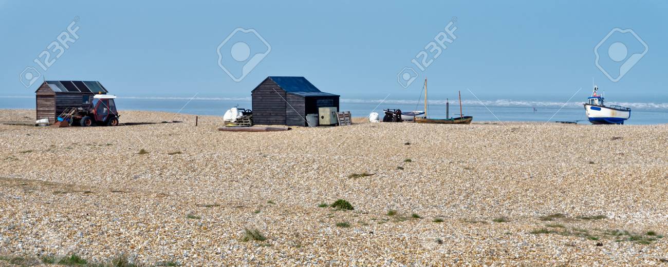old shacks and boats on dungeness beach stock photo picture and