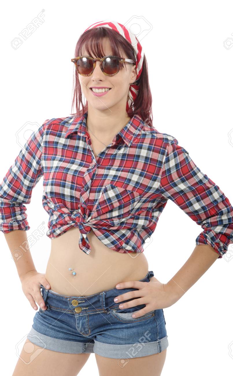 checkered jean shorts