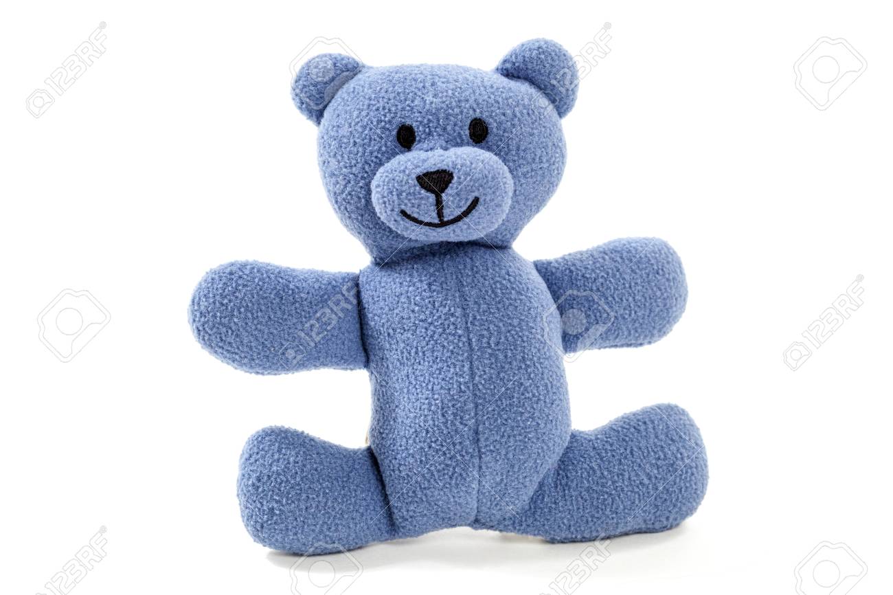 white and blue teddy bear