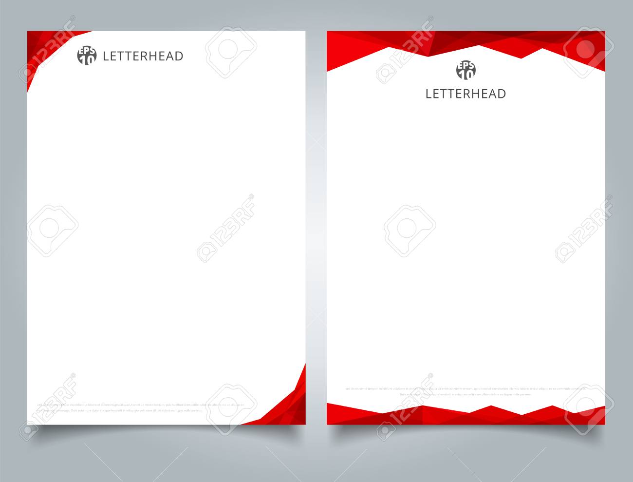 abstract creative letterhead design template red color geometric cool letterhead design
