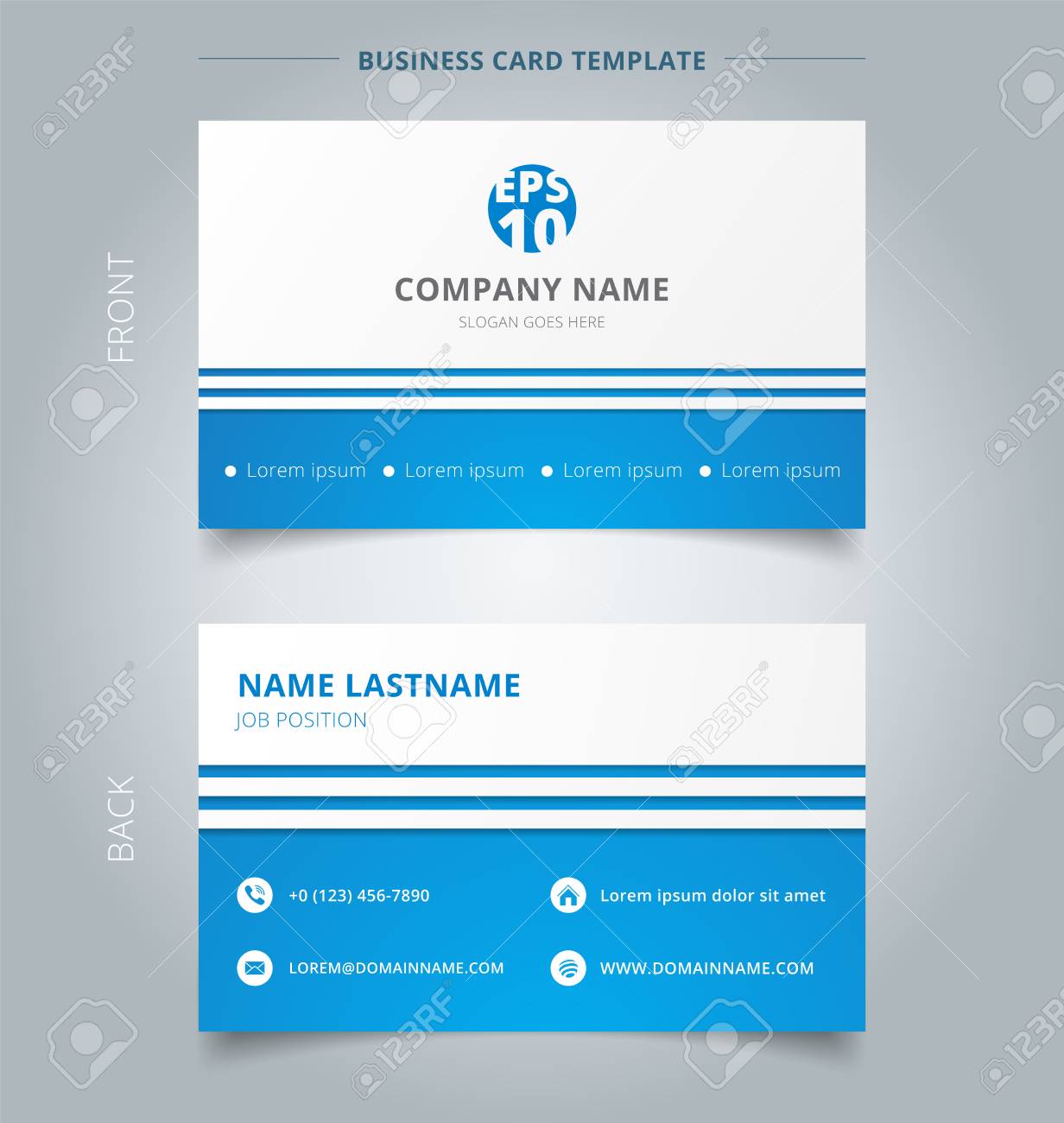 creative business card and name card template blue and white company line card template