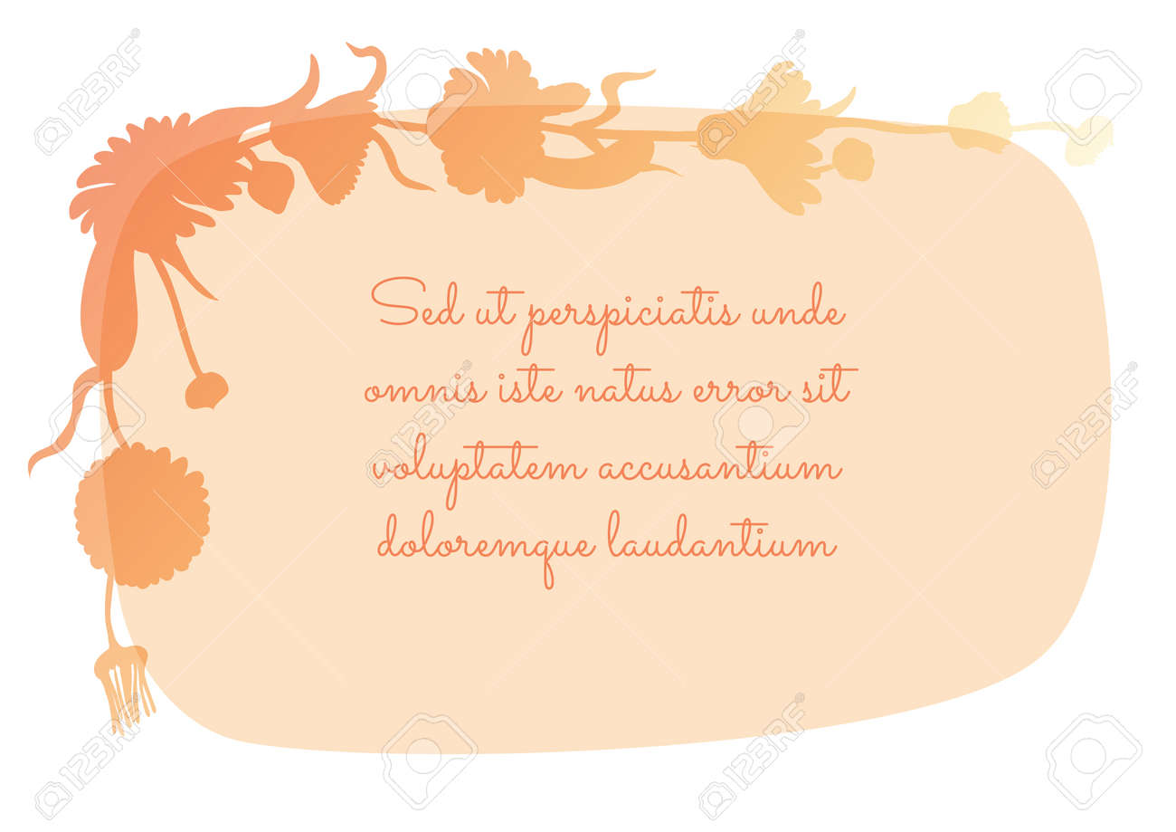 Squarish Banner with Rounded Corners and Garland Created with Marigold Flowers Silhouette. Light Semitransparent Floral Background for Magazine, Recipe book, Poster, Cards, Menu cover etc. - 166396604 Squarish Banner with Rounded Corners and Garland Created with Marigold Flowers Silhouette. Light Semitransparent Floral Background for Magazine, Recipe book, Poster, Cards, Menu cover etc. - 166396604