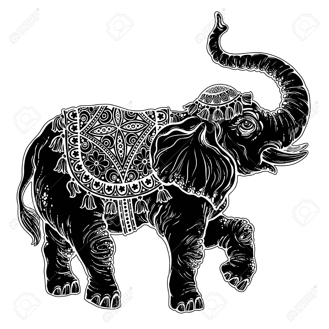 vintage indian ethnic dancing boho elephant royalty free cliparts