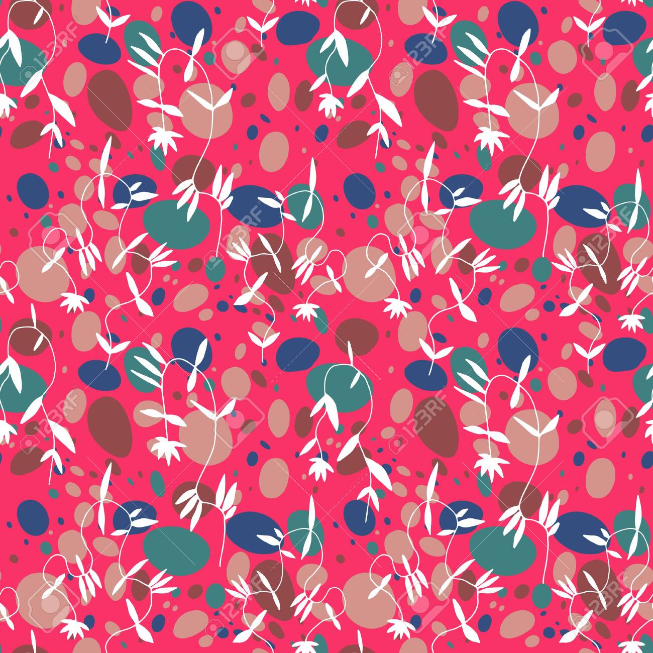 Little flower seamless pattern in vintage Scandinavian minimalism aesthetic, retro background. - 148404816 Little flower seamless pattern in vintage Scandinavian minimalism aesthetic, retro background. - 148404816