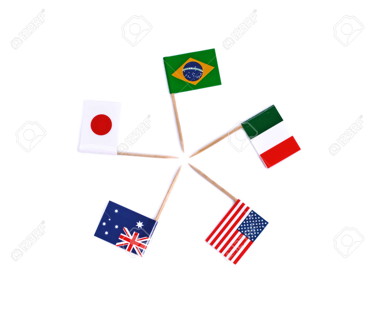Mini paper flag. Isolated toothpick flag pointer on white background. - 169847810 Mini paper flag. Isolated toothpick flag pointer on white background. - 169847810