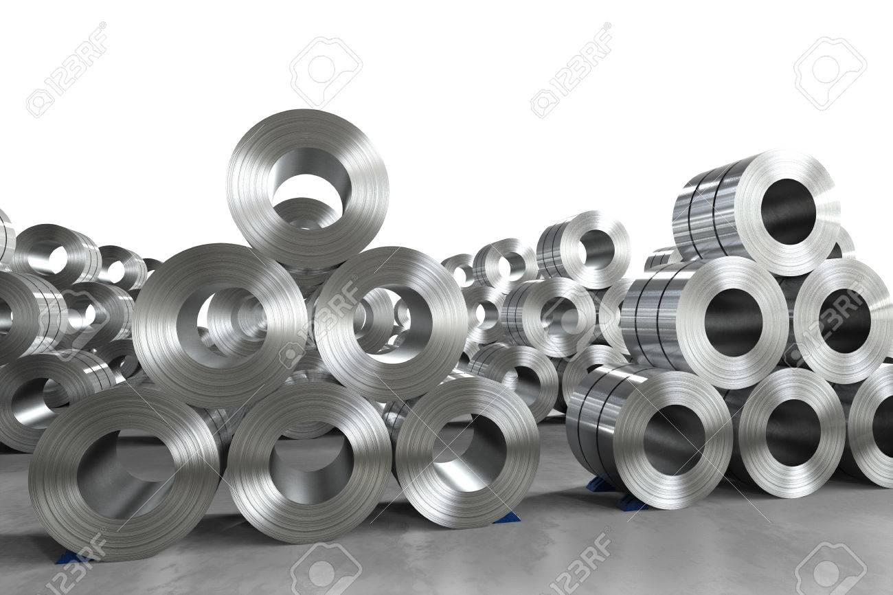3d rendering roll of steel sheet in factory stock photo picture and roll of metal sheet