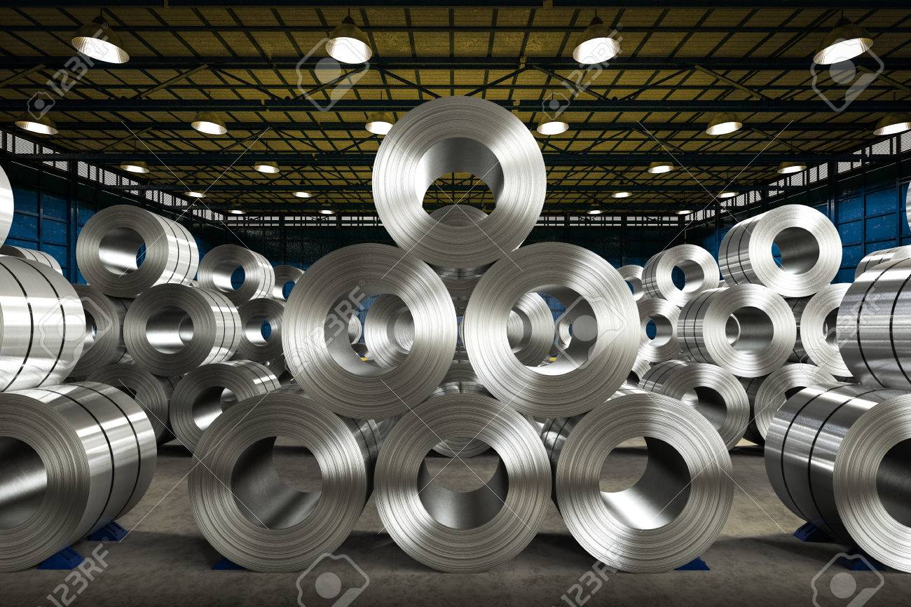 3d rendering roll of steel sheet in factory stock photo picture and roll of metal sheet