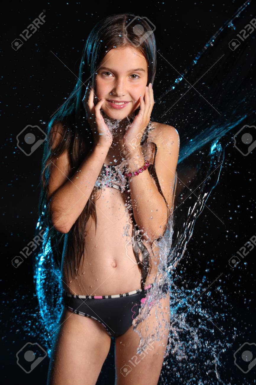 Portrait Of A Lovely Little Girl With Slender Body On A Black Pretty Young Beautiful Portrait Of A Lovely Little Girl With Slender Body On A Black Pretty Young Beautiful