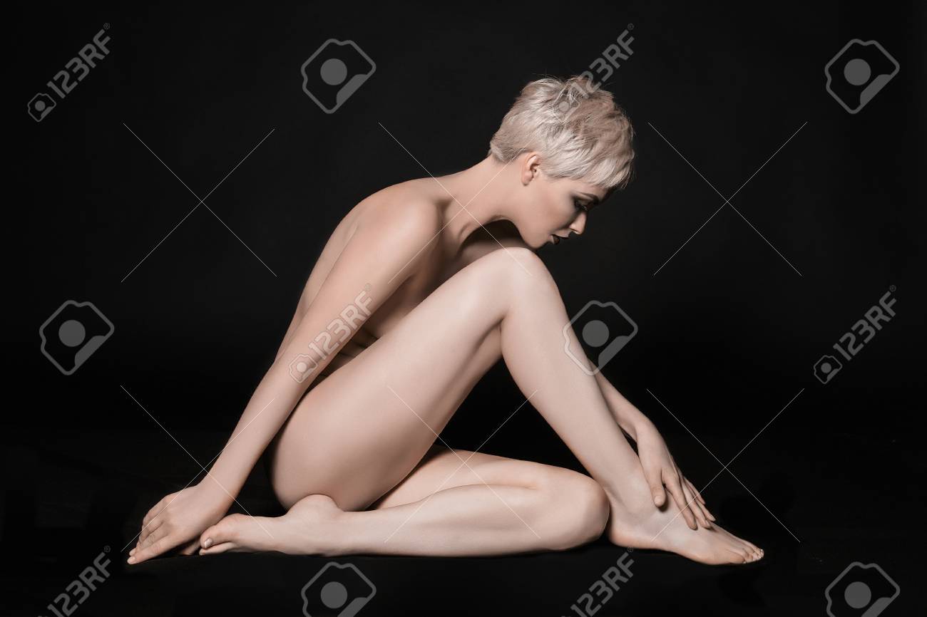 Perfect Long Legs - beautiful nude woman with long legs. naked sexy girl with short..