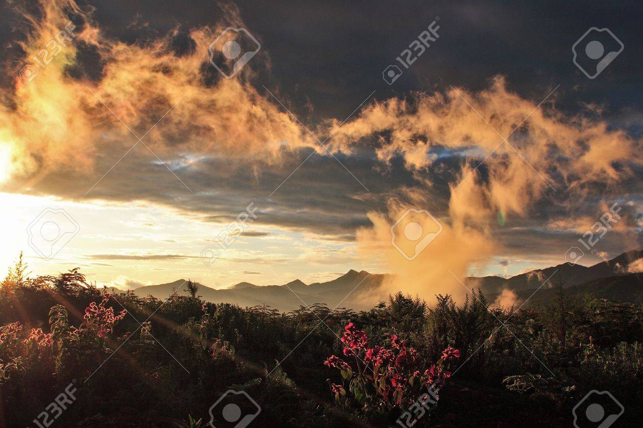amanecer en las montañas