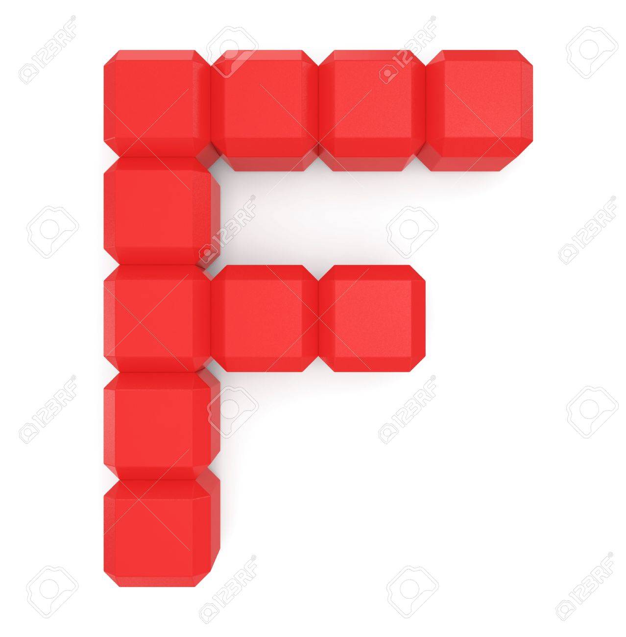 Letra F De Color Rojo Cúbico