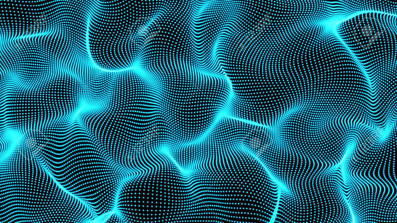 Neon Abstract Waves On Black Background Shape Made Of Dots Stock Photo Picture And Royalty Free Image Image 82804994