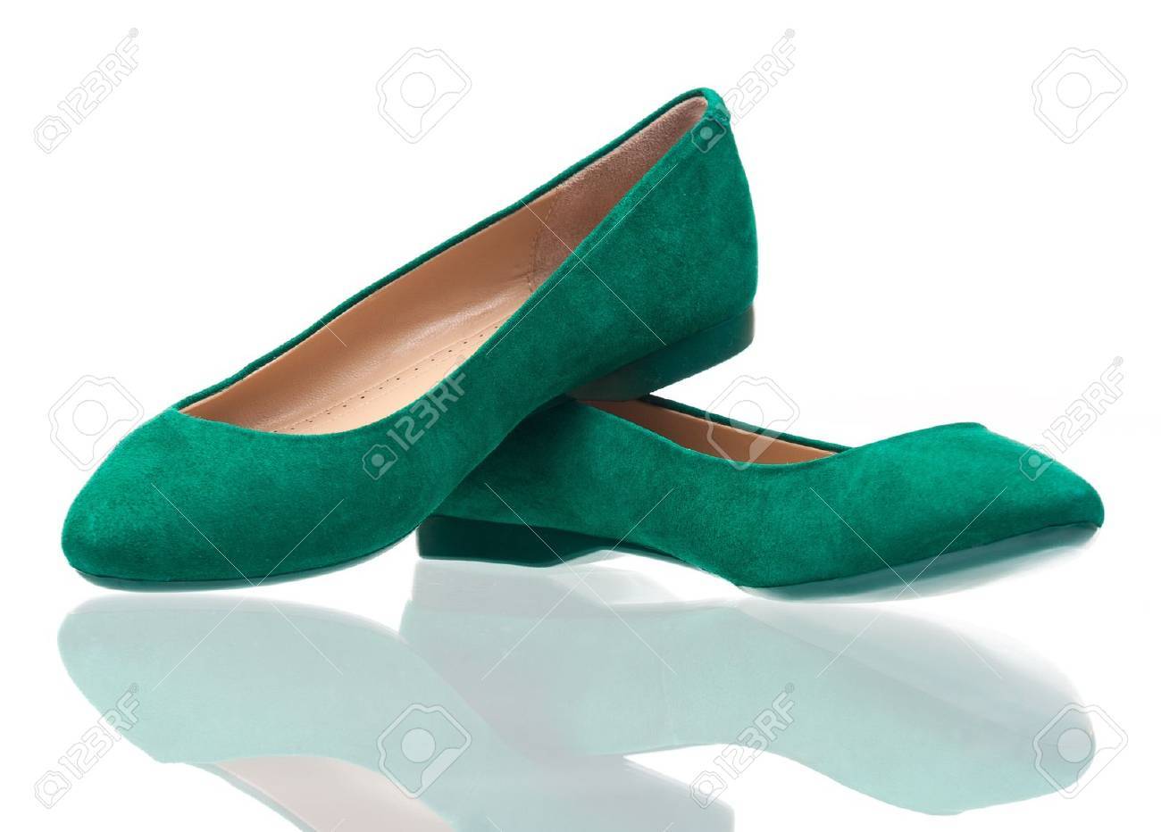 green and white pumps