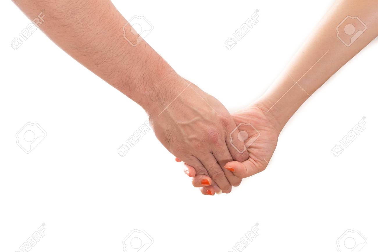 Amitie Amour Couple Concept Entre Homme Et Femme Main De L Homme Par Une Main De Fille Isolee Sur Fond Blanc Banque D Images Et Photos Libres De Droits Image