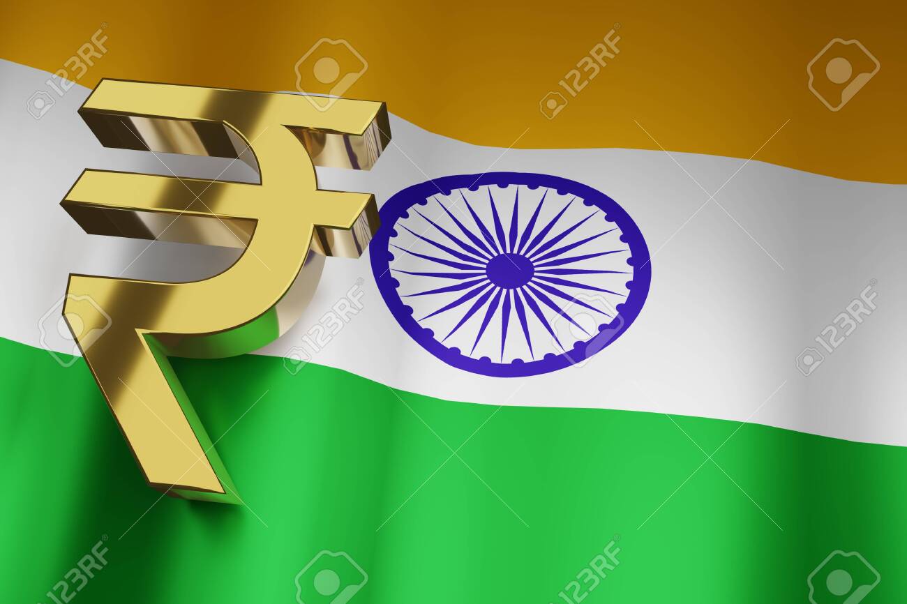 INRインドルピーインド通貨記号ビジネス金融背景のためのインドの国旗, 3Dレンダリング.の写真素材・画像素材 Image 148251641