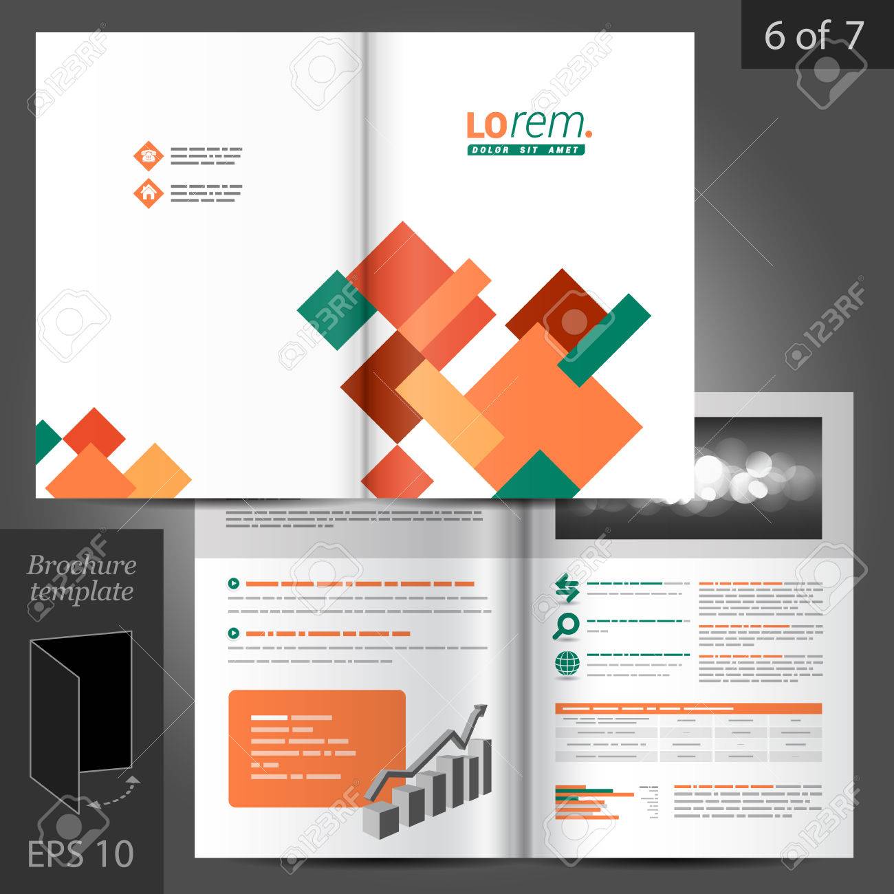 vector white brochure template design with color square elements white brochure