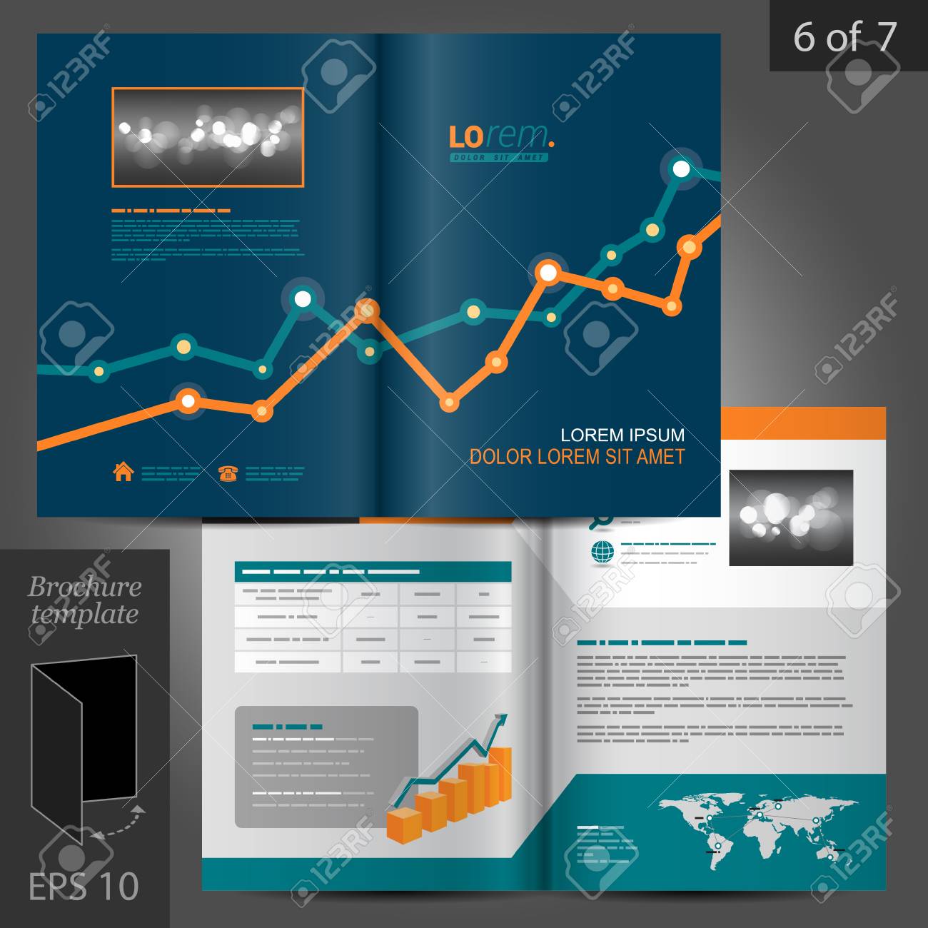financial vector brochure template design with graph royalty free