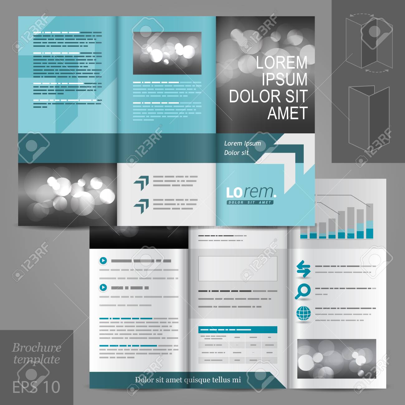 blue business vector brochure template design with place for