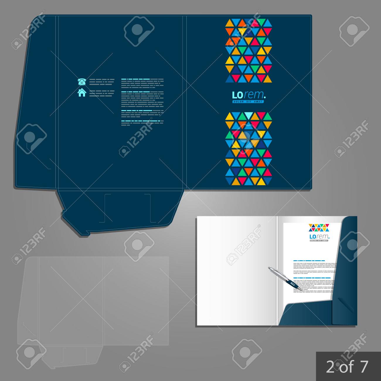 blue creative folder template design for company with color folder template