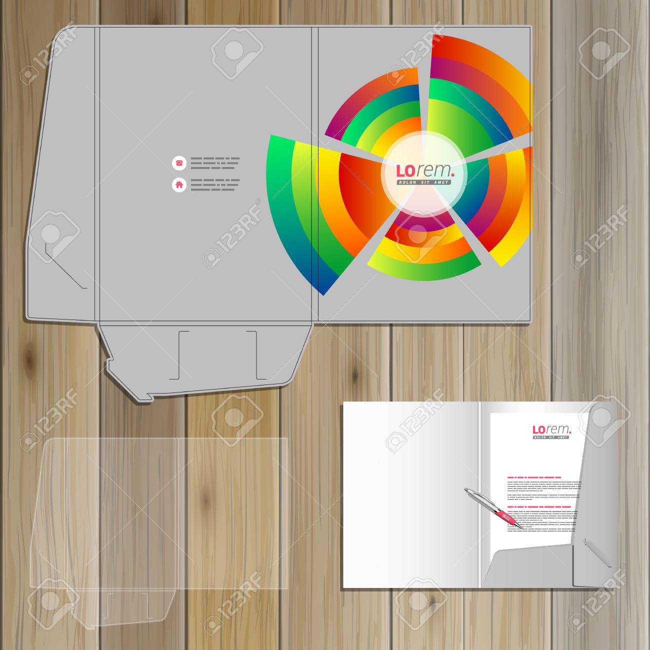 gray folder template design for corporate identity with color