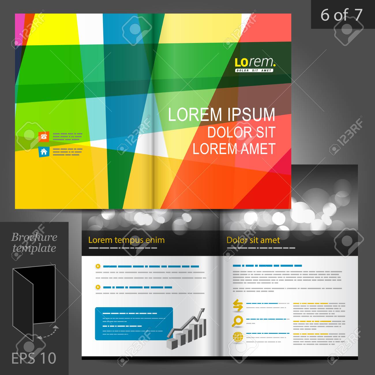 creative brochure template design with color art elements cover