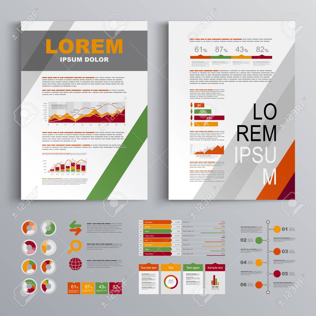 fashion brochure template design with color diagonal stripes cover layout and infographics stock vector - Fashion Brochure Template fashion brochure template design with color diagonal stripes cover layout and infographics stock vector - Fashion Brochure Template