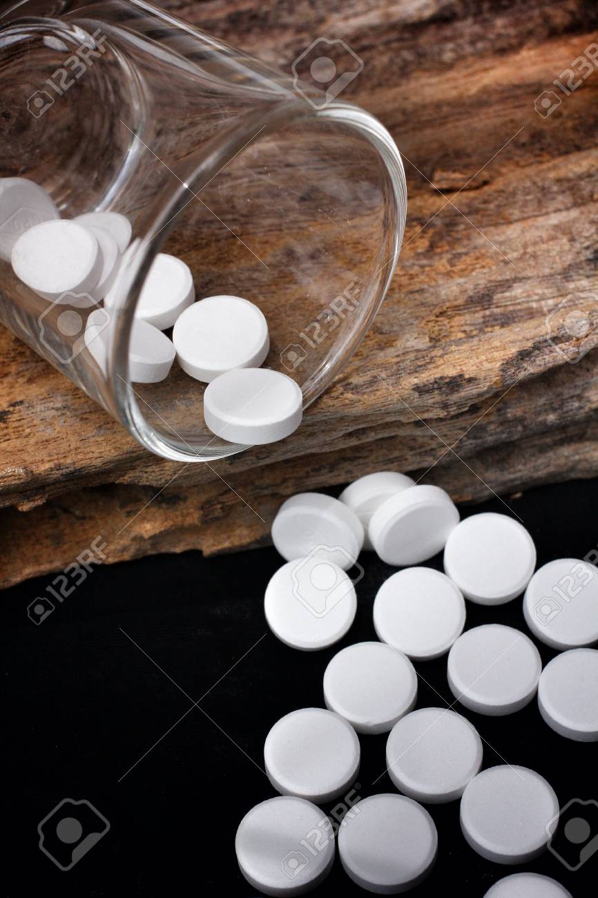 paracetamol pill on black background stock photo picture and