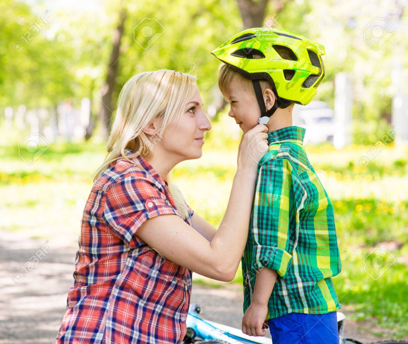 mother dresses son