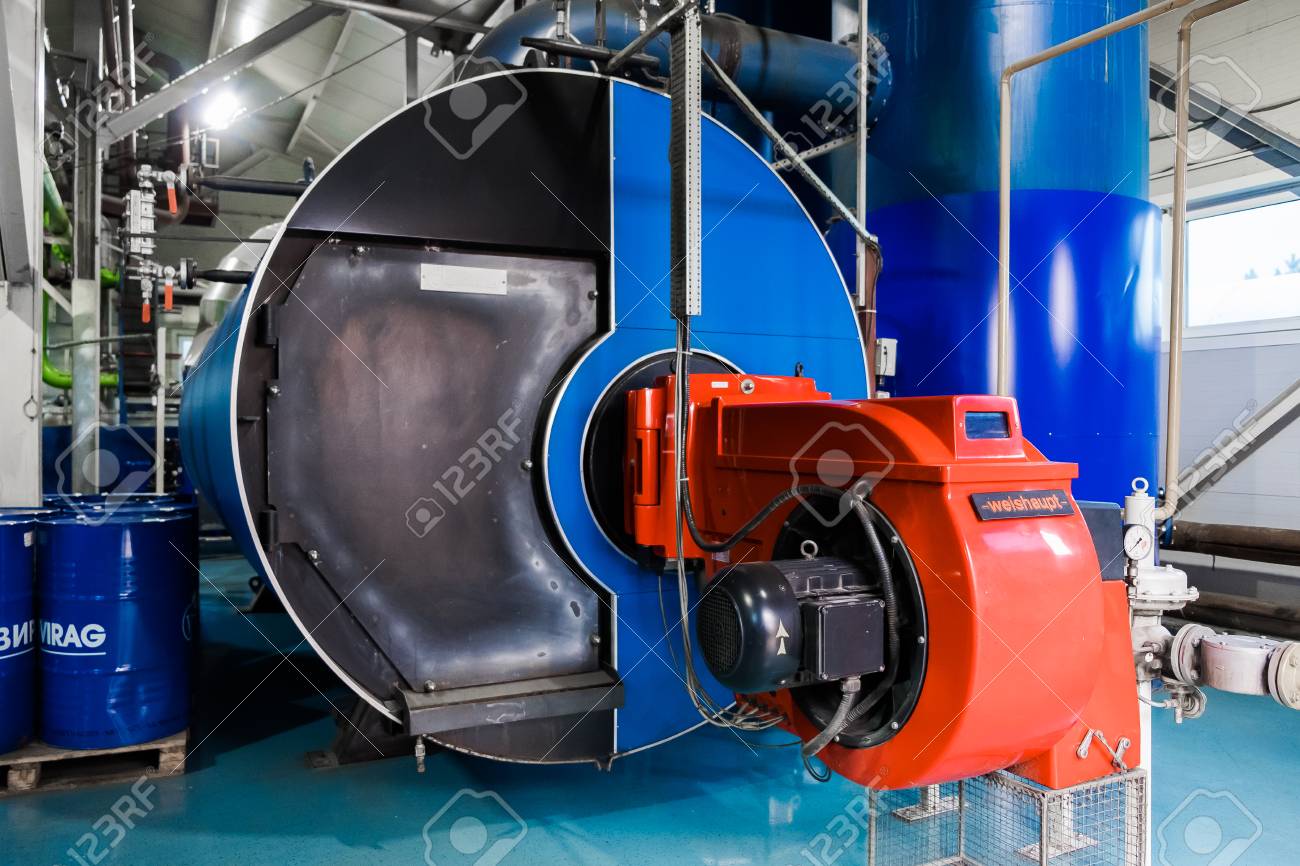 Gas Boilers In Gas Boiler Room For Steam Production. Ombustor. Industry  Boiler Gas Burner Stock Photo, Picture And Royalty Free Image. Image  113049119.