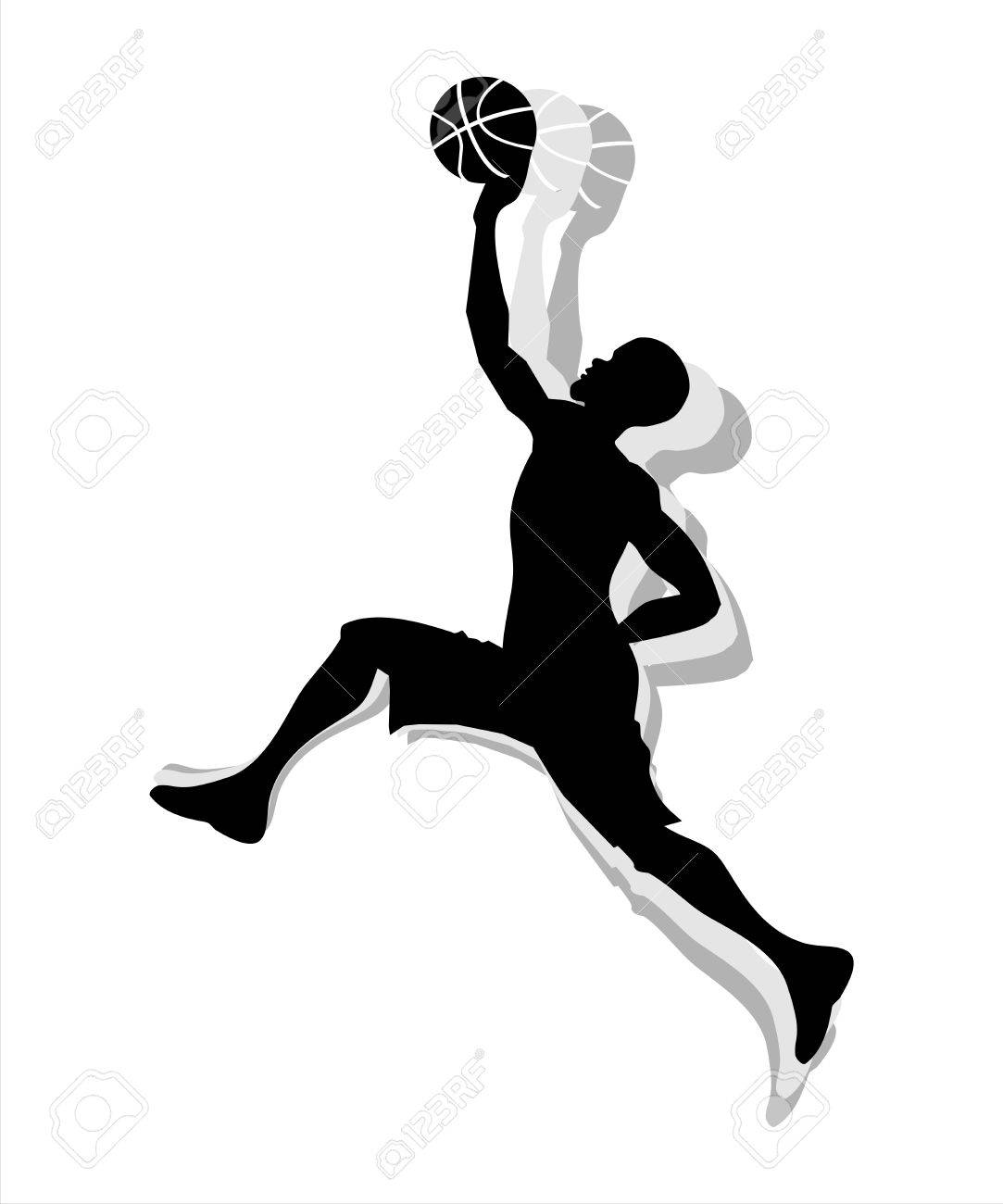 silhouette of a man playing basketball on white background royalty free klipartlar vektor cizimler ve stok cizim image 60008917