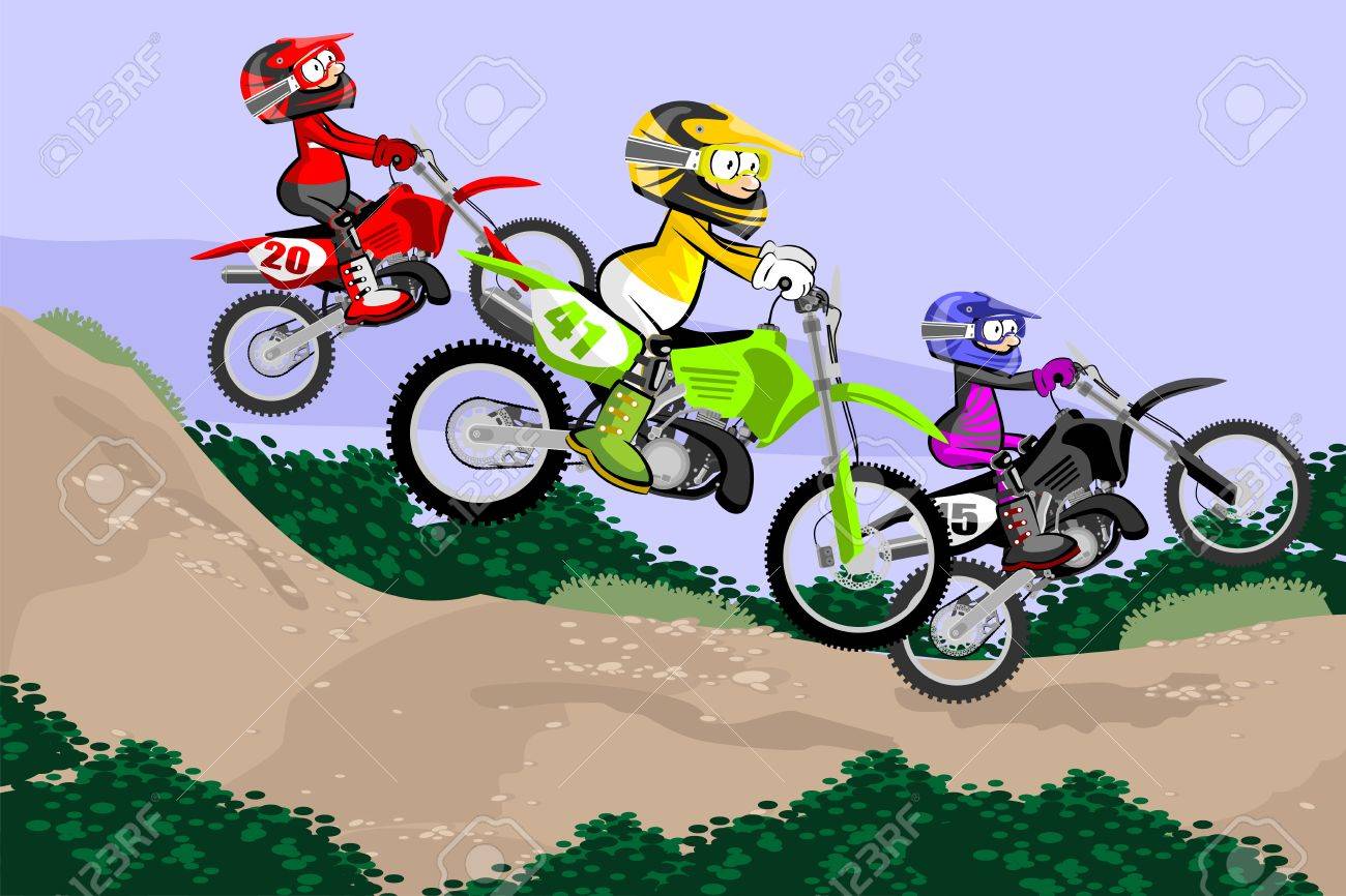 Motocross Racer Na Pista De Poeira. Estilo Dos Desenhos Animados.  Ilustração Vetorial Conceitual Sobre Motocross Sport.Motocross Racer Na  Pista De Poeira. Estilo Dos Desenhos Animados Royalty Free SVG, Cliparts,  Vetores, e Ilustrações