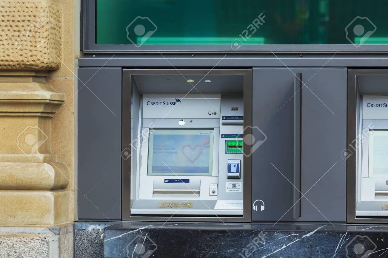 Zurich Switzerland August 1 2016 An Atm Of The Credit Suisse Stock Photo Picture And Royalty Free Image Image 123783417