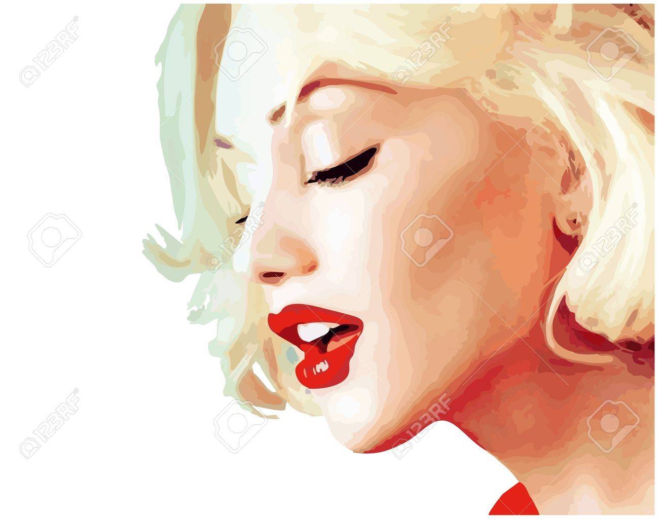 女の子のベクトル イラストのブロンドの肖像画のイラスト素材 ベクタ Image 1925