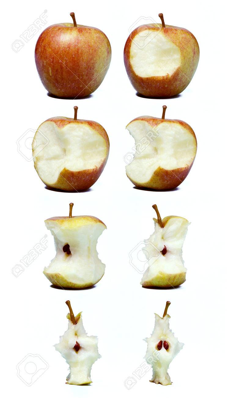 白い背景の上の中心に全体のアップルから食べられているのさまざまな段階を描いたリンゴの行 の写真素材 画像素材 Image 白い背景の上の中心に全体のアップルから食べられているのさまざまな段階を描いたリンゴの行 の写真素材 画像素材 Image