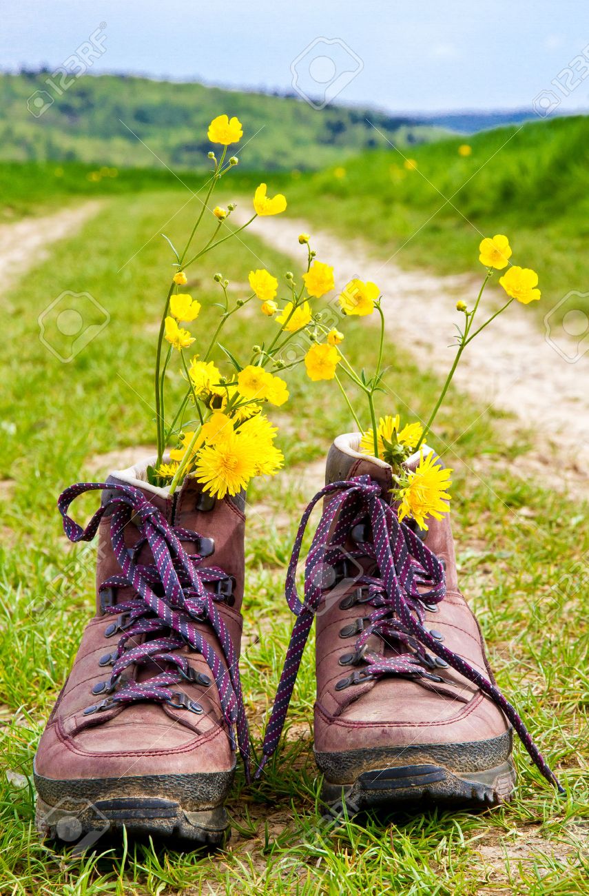 floral hiking boots