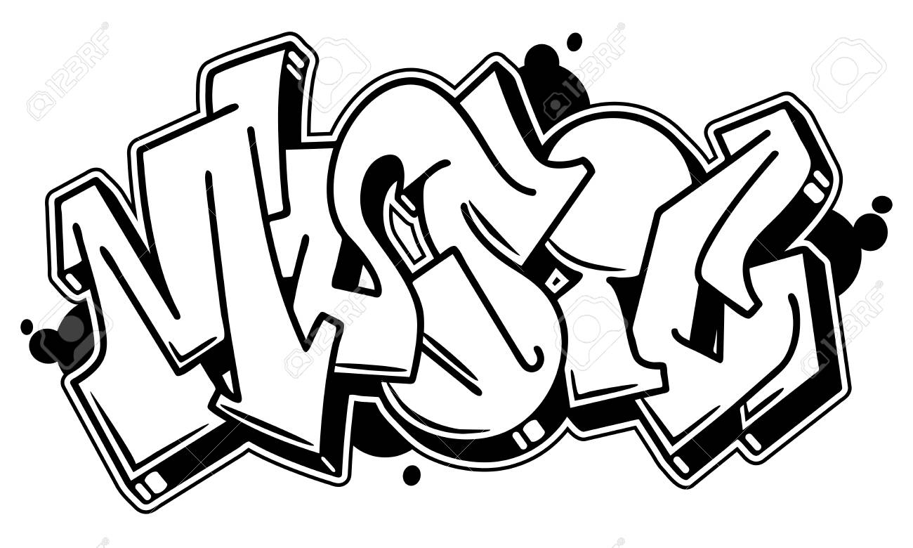 Music Vector Word In Readable Graffiti Style Only Black Line Royalty Free Cliparts Vectors And Stock Illustration Image 124897121